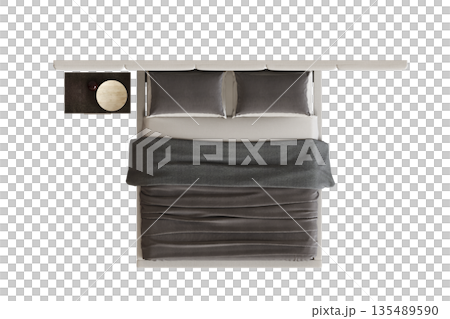 bed isolate on a transparent background, interior furniture, 3D illustration, cg render 135489590