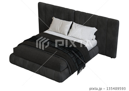 bed isolate on a transparent background, interior furniture, 3D illustration, cg render bed isolate on a transparent background, interior furniture, 3D illustration, cg render 135489593