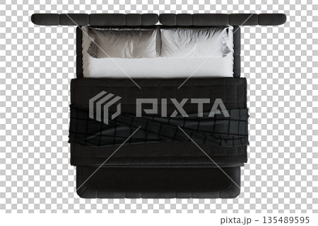 bed isolate on a transparent background, interior furniture, 3D illustration, cg render 135489595
