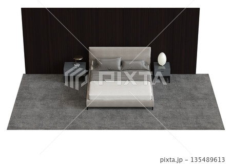 bed isolate on a transparent background, interior furniture, 3D illustration, cg render bed isolate on a transparent background, interior furniture, 3D illustration, cg render 135489613