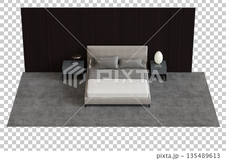 bed isolate on a transparent background, interior furniture, 3D illustration, cg render bed isolate on a transparent background, interior furniture, 3D illustration, cg render 135489613