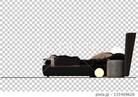 bed isolate on a transparent background, interior furniture, 3D illustration, cg render 135489626