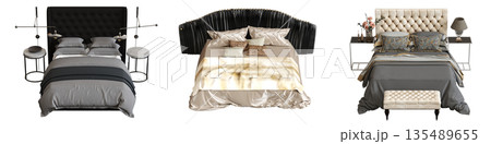 bed isolate on a transparent background, interior furniture, 3D illustration, cg render bed isolate on a transparent background, interior furniture, 3D illustration, cg render 135489655