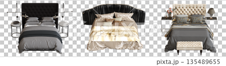 bed isolate on a transparent background, interior furniture, 3D illustration, cg render bed isolate on a transparent background, interior furniture, 3D illustration, cg render 135489655