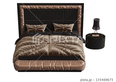 bed isolate on a transparent background, interior furniture, 3D illustration, cg render bed isolate on a transparent background, interior furniture, 3D illustration, cg render 135489673