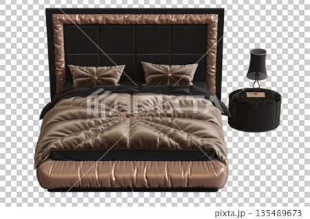 bed isolate on a transparent background, interior furniture, 3D illustration, cg render bed isolate on a transparent background, interior furniture, 3D illustration, cg render 135489673