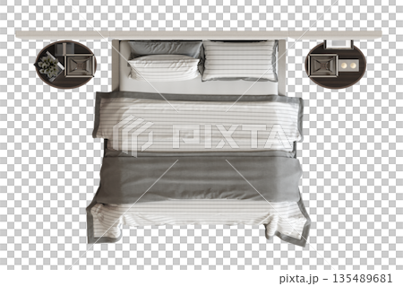 bed isolate on a transparent background, interior furniture, 3D illustration, cg render bed isolate on a transparent background, interior furniture, 3D illustration, cg render 135489681
