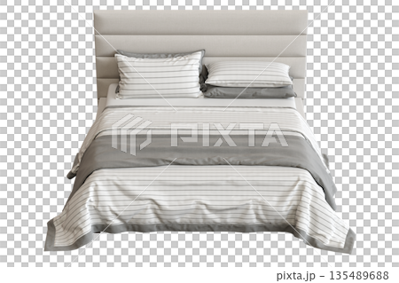 bed isolate on a transparent background, interior furniture, 3D illustration, cg render bed isolate on a transparent background, interior furniture, 3D illustration, cg render 135489688