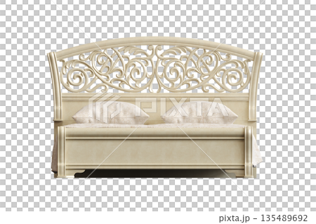 bed isolate on a transparent background, interior furniture, 3D illustration, cg render bed isolate on a transparent background, interior furniture, 3D illustration, cg render 135489692