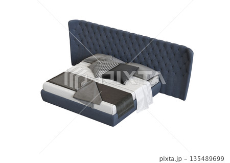 bed isolate on a transparent background, interior furniture, 3D illustration, cg render bed isolate on a transparent background, interior furniture, 3D illustration, cg render 135489699