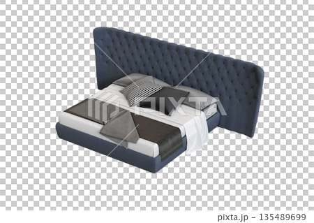 bed isolate on a transparent background, interior furniture, 3D illustration, cg render bed isolate on a transparent background, interior furniture, 3D illustration, cg render 135489699