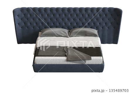 bed isolate on a transparent background, interior furniture, 3D illustration, cg render 135489703