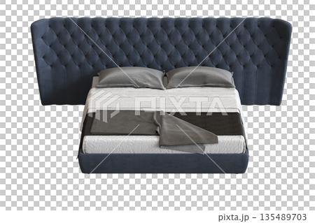 bed isolate on a transparent background, interior furniture, 3D illustration, cg render 135489703