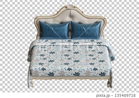 bed isolate on a transparent background, interior furniture, 3D illustration, cg render 135489718
