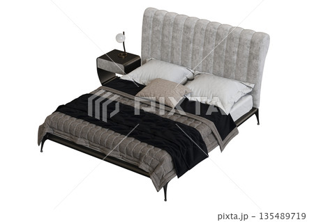 bed isolate on a transparent background, interior furniture, 3D illustration, cg render bed isolate on a transparent background, interior furniture, 3D illustration, cg render 135489719