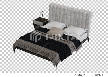 bed isolate on a transparent background, interior furniture, 3D illustration, cg render bed isolate on a transparent background, interior furniture, 3D illustration, cg render 135489719