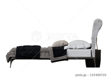 bed isolate on a transparent background, interior furniture, 3D illustration, cg render bed isolate on a transparent background, interior furniture, 3D illustration, cg render 135489720