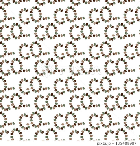 Letters GO and ellipsis made of multicolor coffee beans Seamless Pattern Minimalist Flat design Fond. Isolated Vector illustration Coffee Thematic or motivation Cards Backdrop Banner, leaflets, labels 135489987
