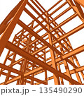 Perspective view of an orange steel structure. Represents modern architecture, engineering, and industrial construction design.. High quality photo 135490290