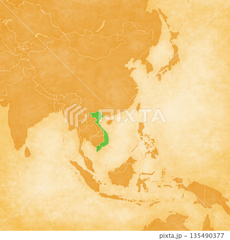 Ocher map of East Asia - Vietnam 135490377