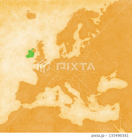 Ocher map of Europe - Ireland 135490381