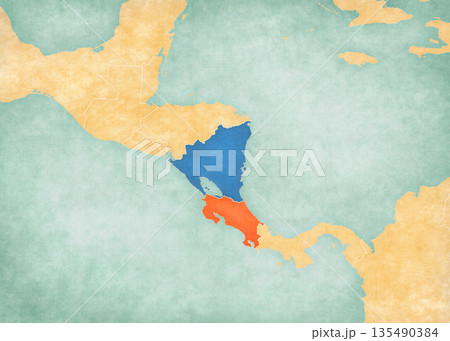 Map of Central America - Costa Rica and Nicaragua 135490384