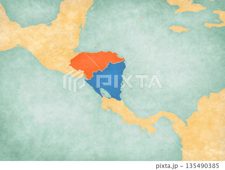 Map of Central America - Honduras and Nicaragua 135490385