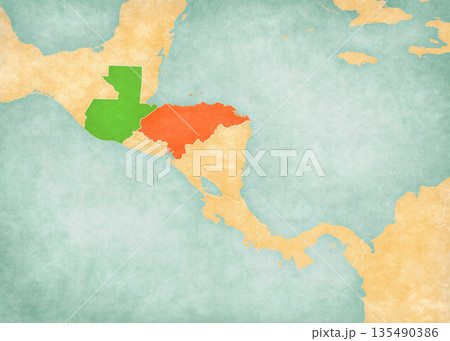 Map of Central America - Honduras and Guatemala Map of Central America - Honduras and Guatemala 135490386