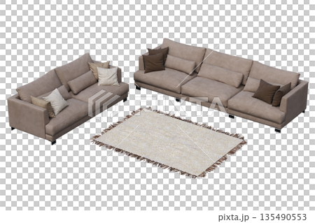 sofa isolate on a transparent background, interior furniture, 3D illustration, cg render 135490553