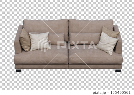 sofa isolate on a transparent background, interior furniture, 3D illustration, cg render 135490561