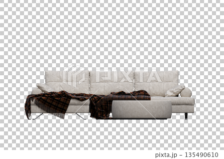 sofa isolate on a transparent background, interior furniture, 3D illustration, cg render 135490610