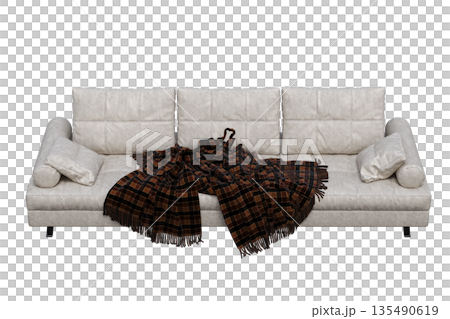 sofa isolate on a transparent background, interior furniture, 3D illustration, cg render 135490619