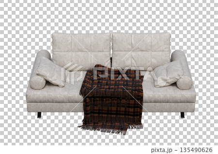 sofa isolate on a transparent background, interior furniture, 3D illustration, cg render 135490626