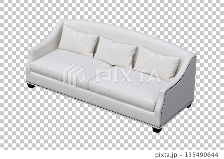 sofa isolate on a transparent background, interior furniture, 3D illustration, cg render 135490644