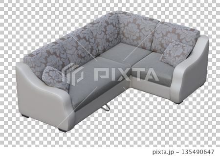sofa isolate on a transparent background, interior furniture, 3D illustration, cg render 135490647