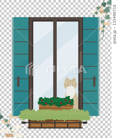 Illustration of a cat by the window Illustration of a cat by the window 135490718