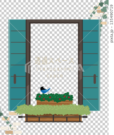 窗框材質：藍鳥和花盆，窗台有透明空間 135490719