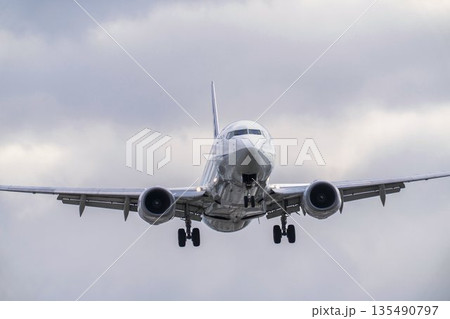冬の大阪空港（伊丹空港）　着陸中の飛行機　大阪府豊中市 135490797