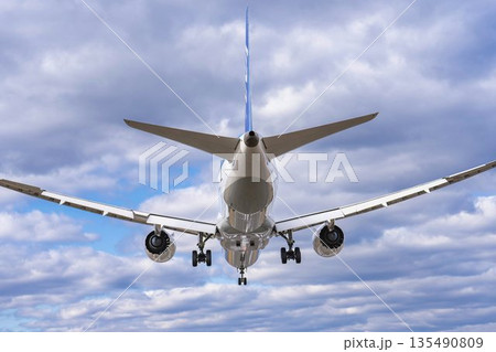 冬の大阪空港(伊丹空港) 着陸中の飛行機 大阪府豊中市 冬の大阪空港(伊丹空港) 着陸中の飛行機 大阪府豊中市 135490809