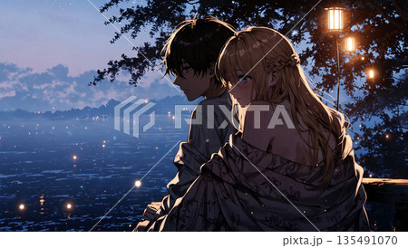 恋人たちのいる風景 AI生成素材 恋人たちのいる風景 AI生成素材 135491070