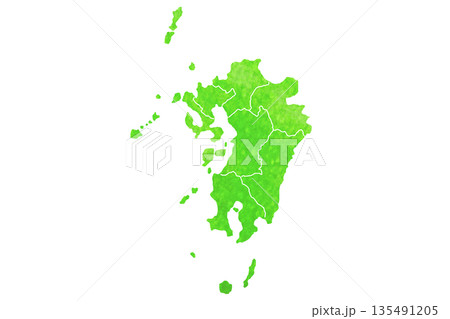 九州地方　地図素材 135491205