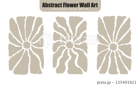 Abstract Scribble Foliage Wall Art Set with Hand Drawn Flower Silhouettes Abstract Scribble Foliage Wall Art Set with Hand Drawn Flower Silhouettes 135491921