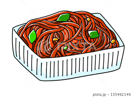ゆるめシンプル焼きそば　ベタ塗り 135492149