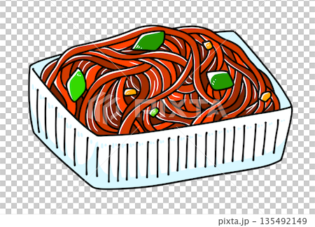 ゆるめシンプル焼きそば　ベタ塗り 135492149