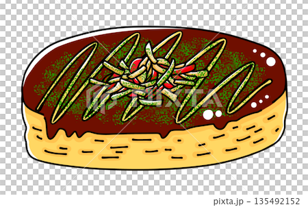 ゆるめシンプルお好み焼き　ベタ塗り 135492152