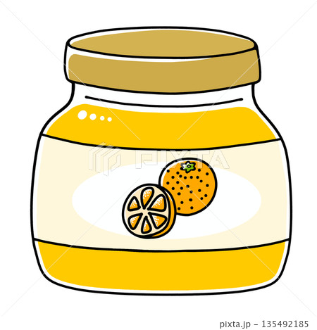 ゆるめシンプルな瓶のオレンジジャム　ベタ塗り 135492185