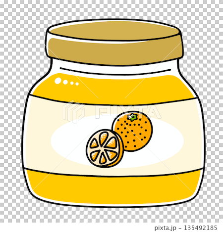 ゆるめシンプルな瓶のオレンジジャム　ベタ塗り 135492185