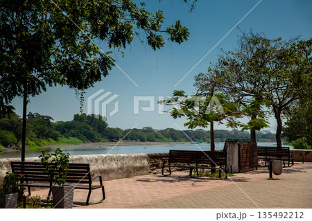 Beautiful colonial streets of the Heritage Town of Santa Cruz de Mompox in Colombia. 135492212
