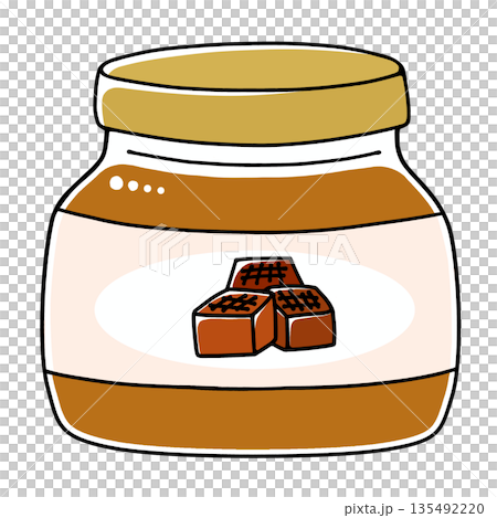 ゆるめシンプルな瓶のキャラメルスプレッド　ベタ塗り 135492220