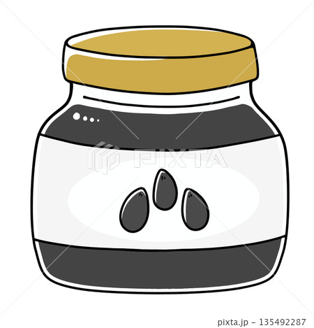 ゆるめシンプルな瓶のゴマジャム　ベタ塗り 135492287